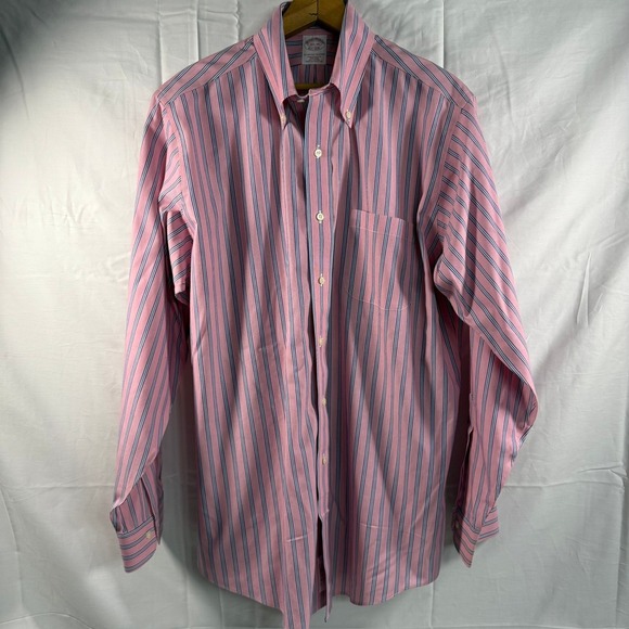 Brooks Brothers Pink Striped Dress Shirt Non-Iron Traditional‎ Fit 15 1/2-34 - Picture 2 of 5